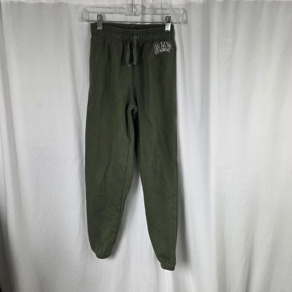 Gap Kids Boys Size XL Fleece Joggers Green Embroidered Logo